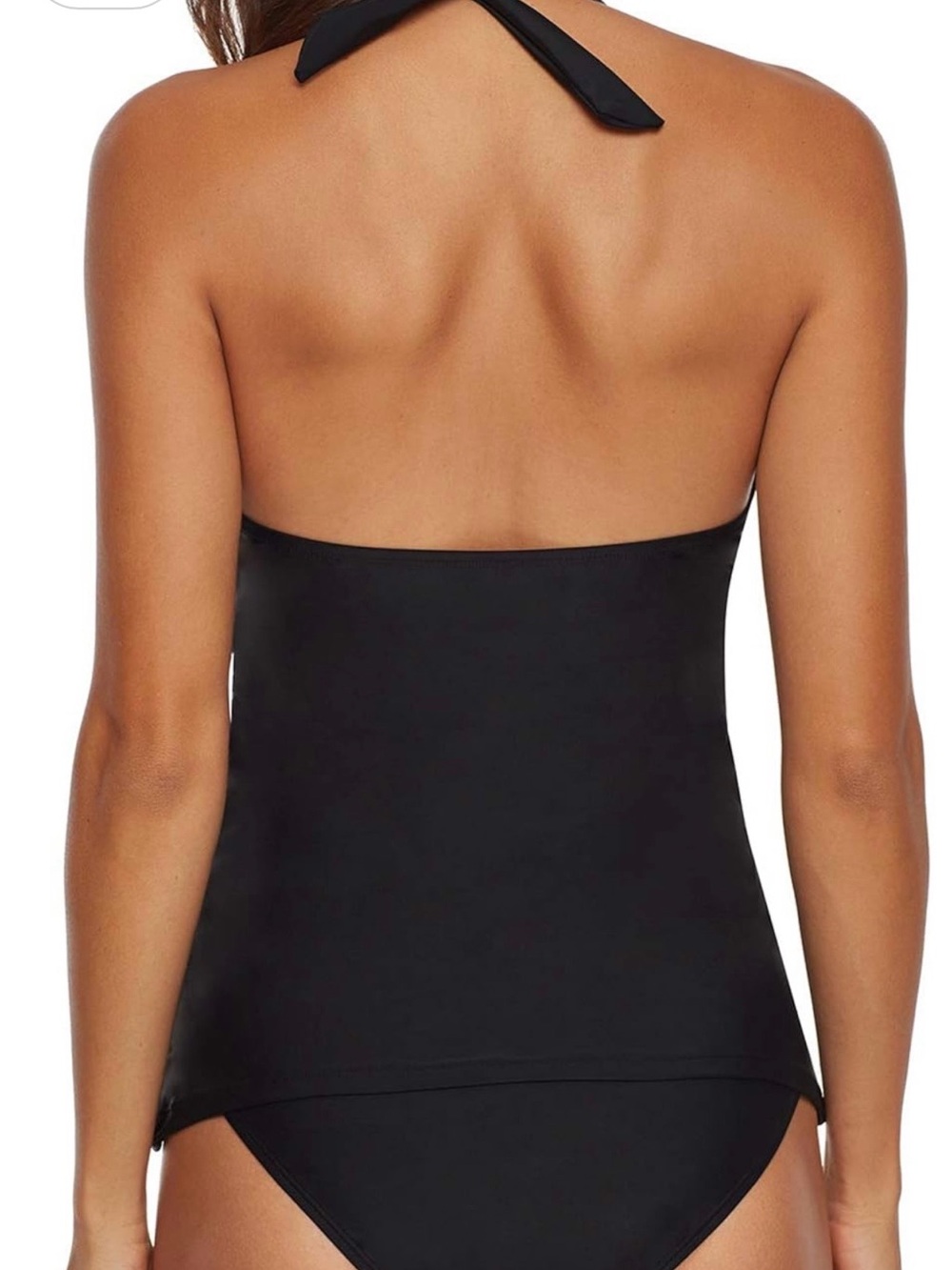 2 Piece Black Ruffle Halter Tankini Set - Picture 4 of 11